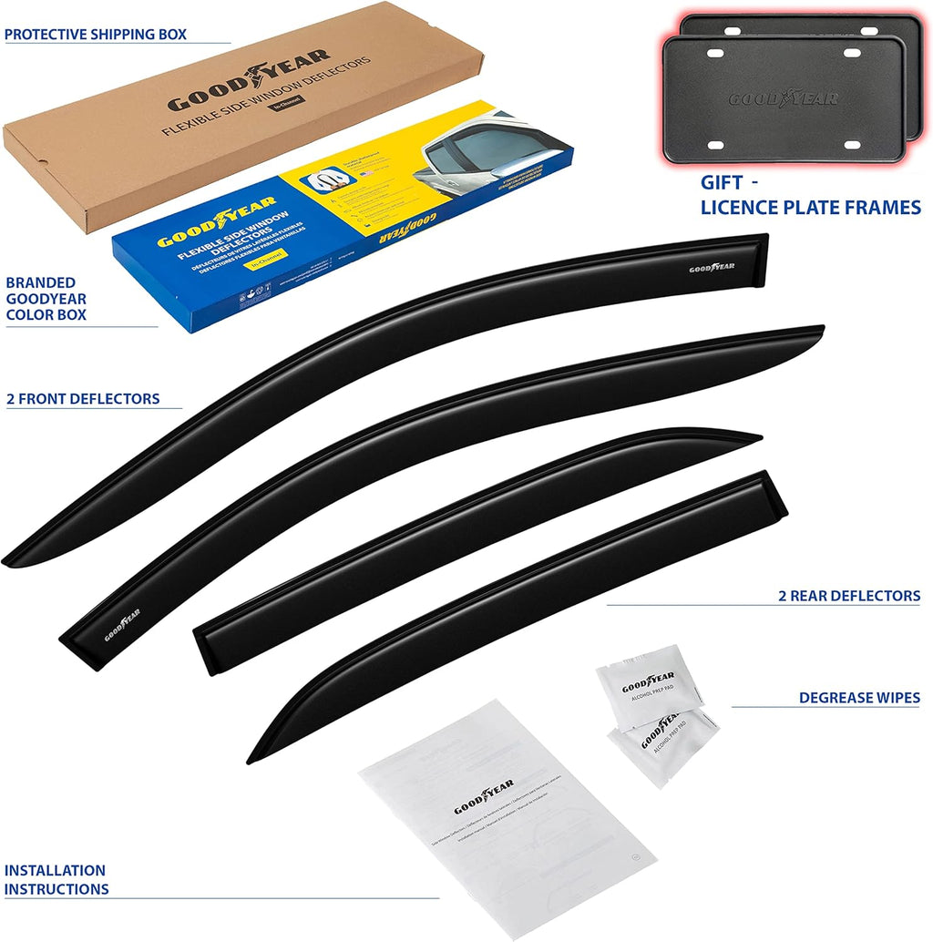 4 pcs Shatterproof Tape-on Window Deflectors R75734