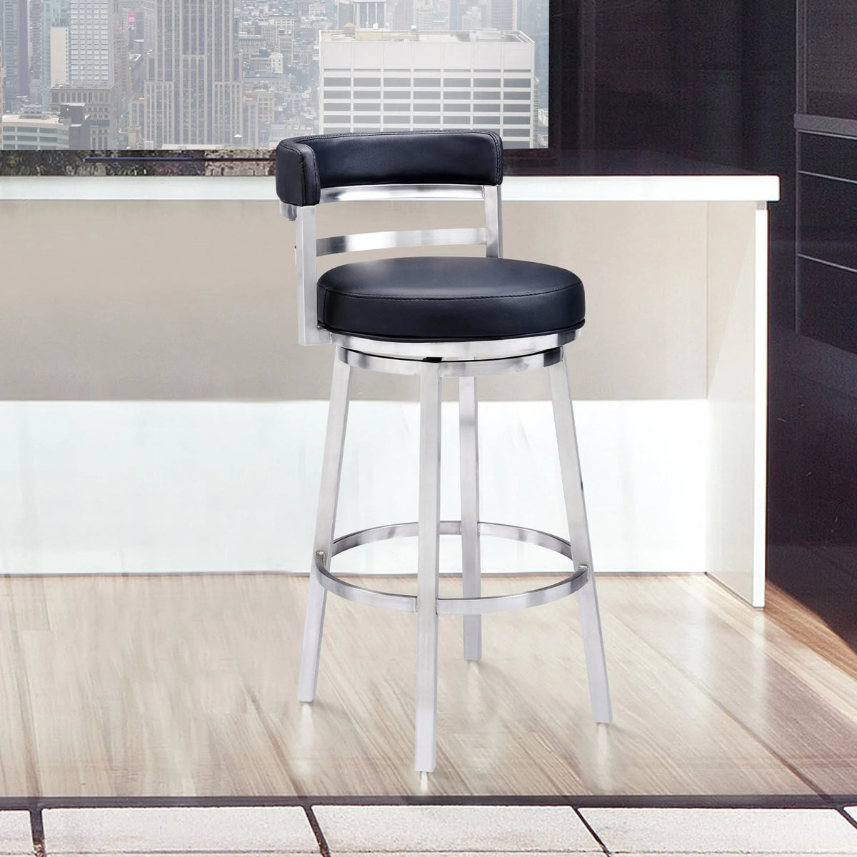Faux Leather Swivel Bar Stool H6479