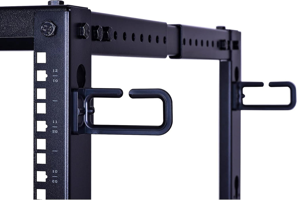 12U Open Frame Server Rack, Heavy Duty 4 Post Adjustable Depth with Casters U658
