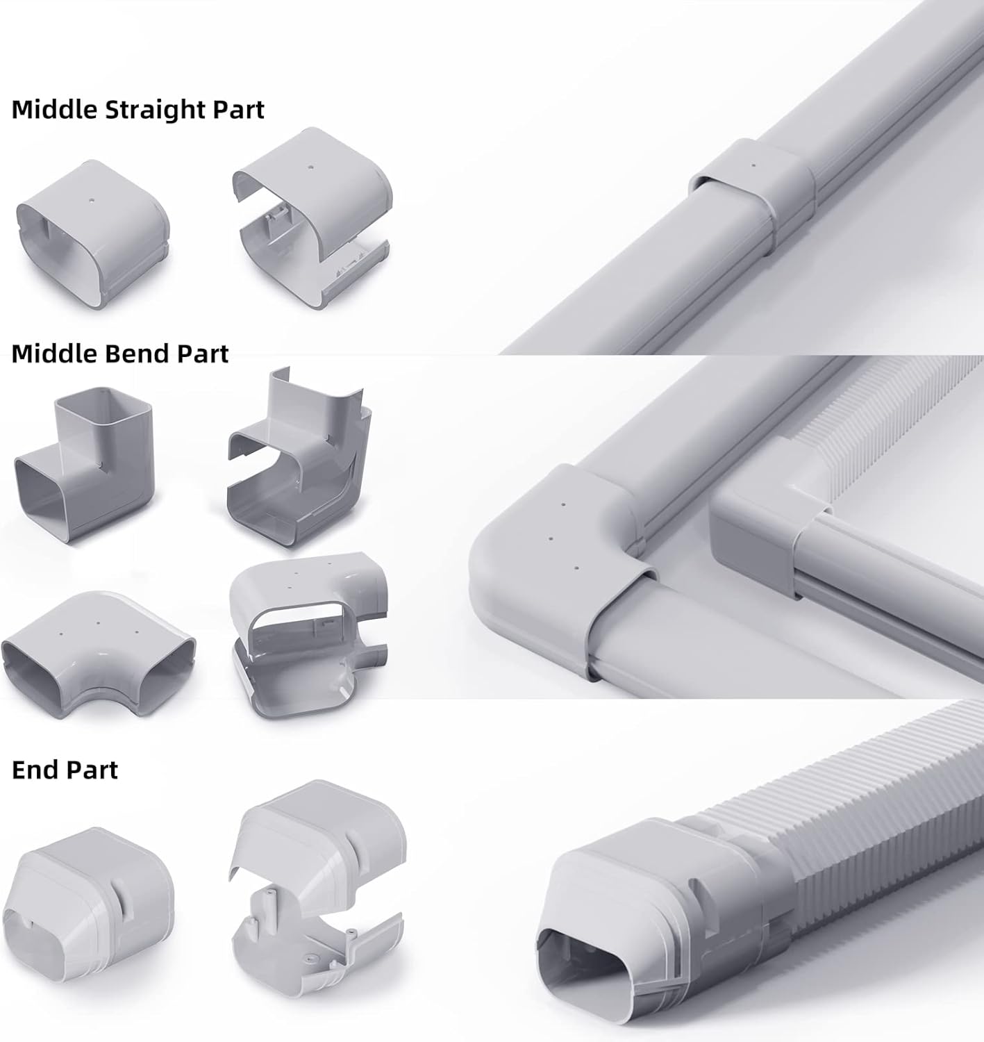 3" White PVC Line Set Cover Kit, 13.3 FT, Pack of 2 T667