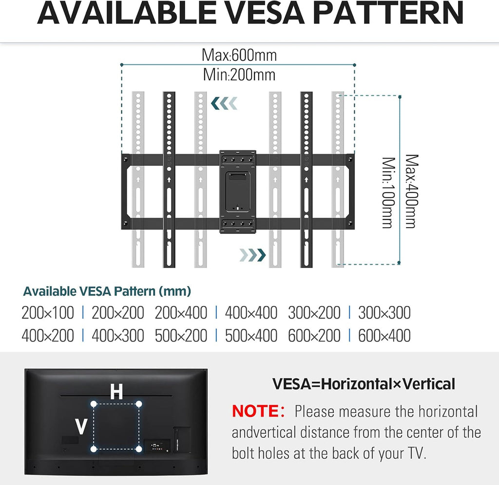 Full Motion TV Wall Mount for 42-70 inch TVs, Max VESA 600x400mm, Holds 100lbs U322989