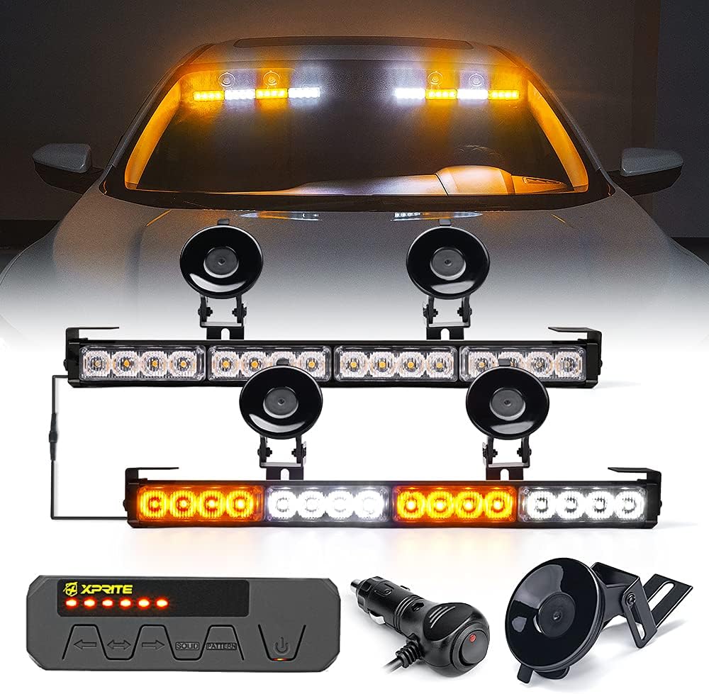 Amber LED Emergency Strobe Light Bar with Control Box, Pack of 2 Z487