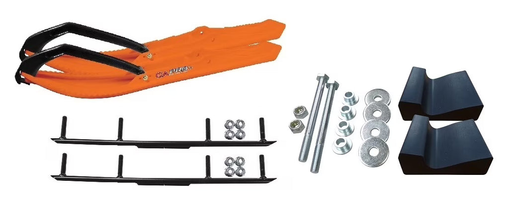 Orange Snowmobile Skis with 4" Round Bars Complete Kit V869908