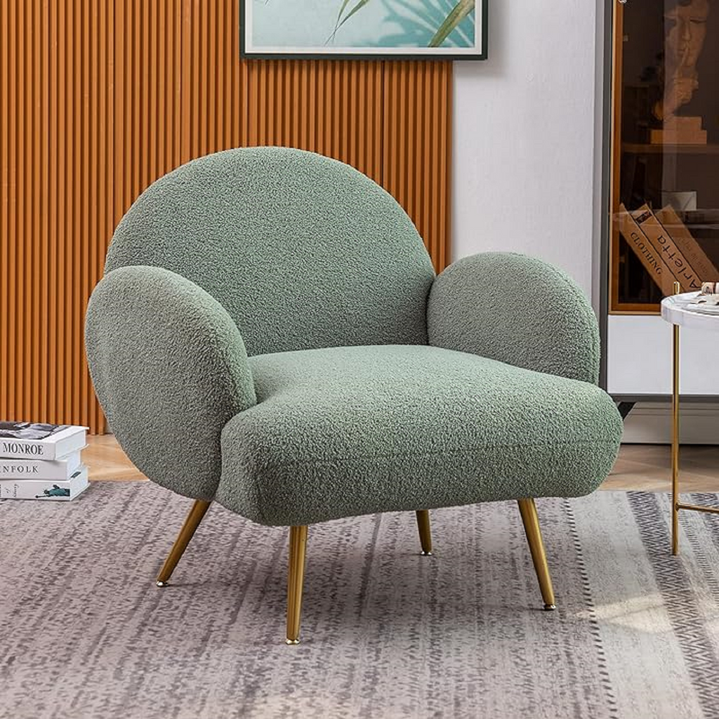 Green Upholstered Accent Chair with Metal Frame U136