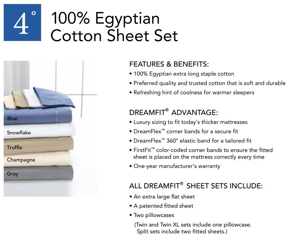 100% Egyptian Cotton Sheets Set (Grey, Twin XL) C44663