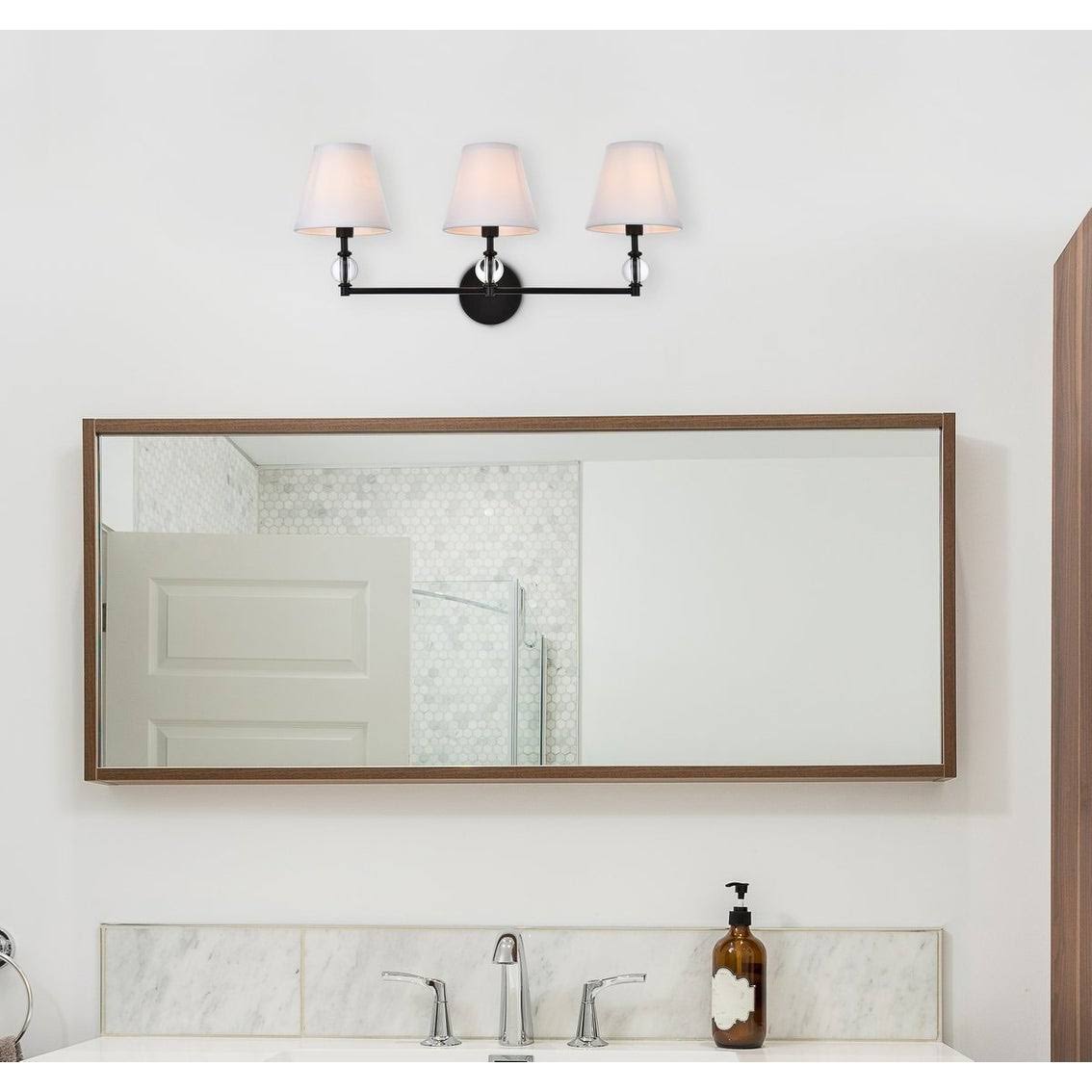 3 Light Bath Sconce with White Fabric Shade L5052