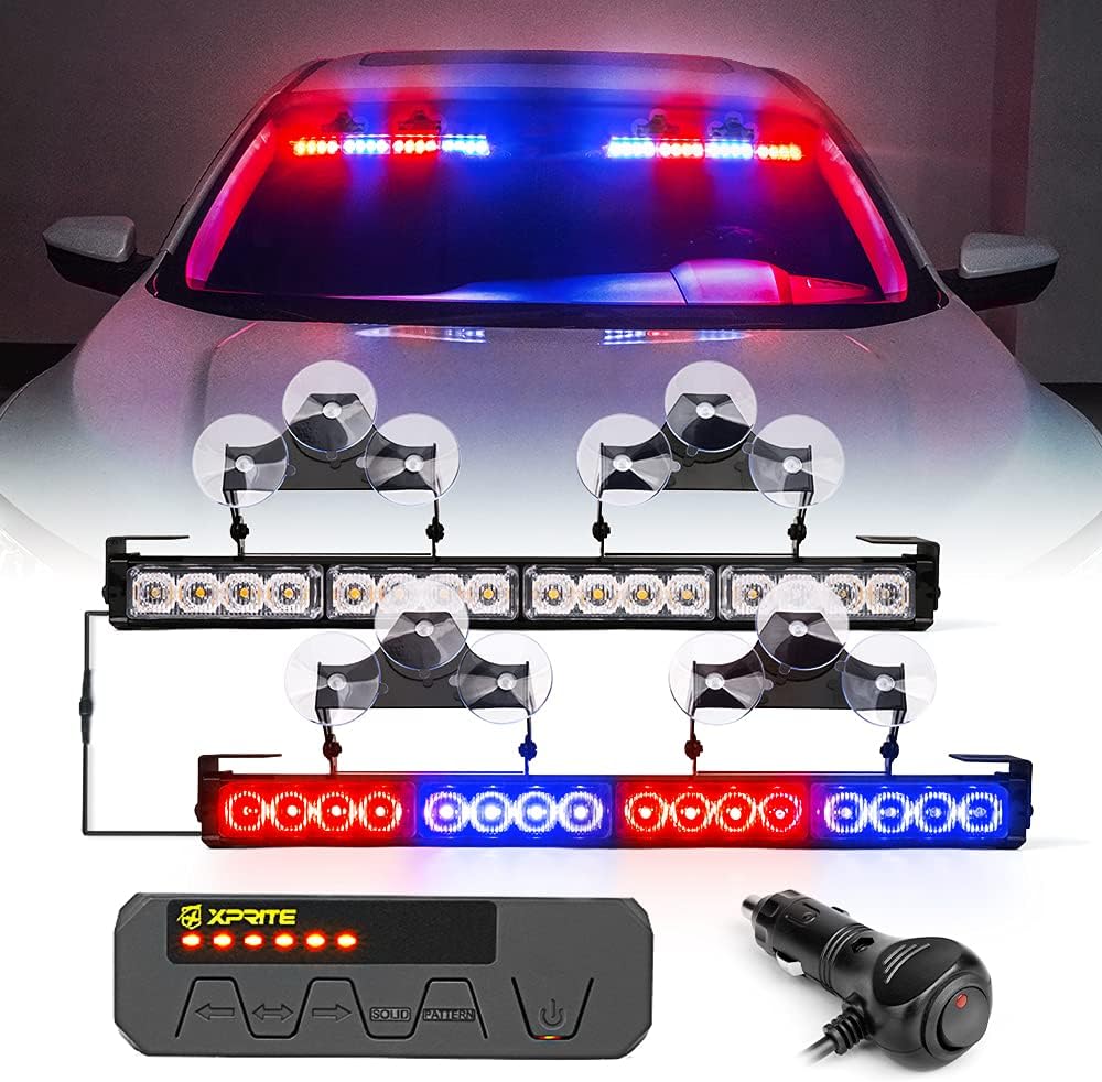 Amber LED Emergency Strobe Light Bar with Control Box, Pack of 2 Z487