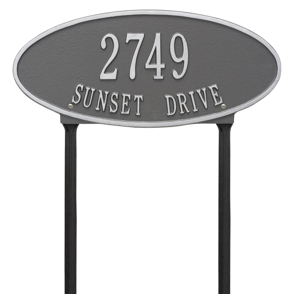 Oval Lawn Two Line Black Silver T545887
