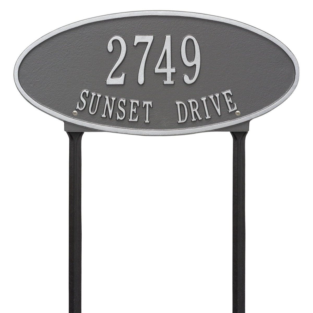 Oval Lawn Two Line Black Silver T545887