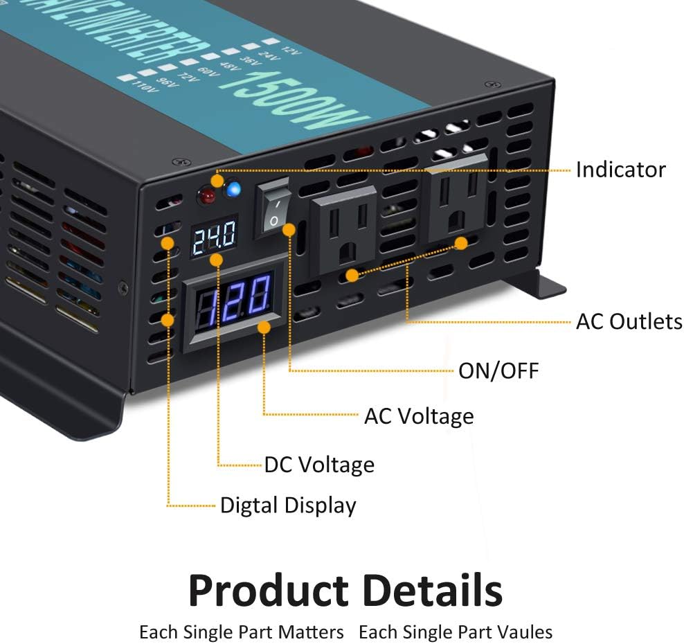 1500W 24V Pure Sine Wave Power Inverter W24769