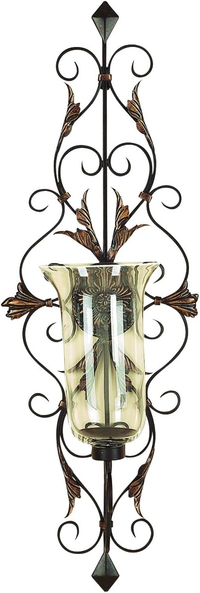 Metal & Glass Candle Sconce W765