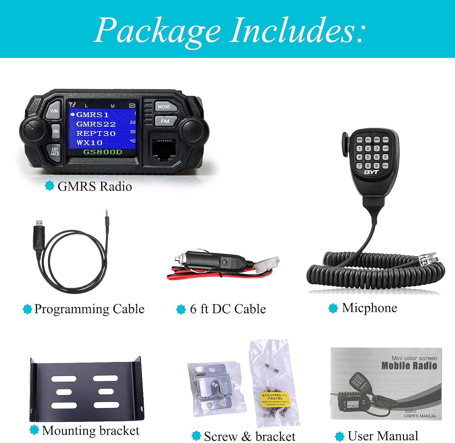 GMRS Mobile Radio 20 Watt Dual Band Two-Way Radio C99259