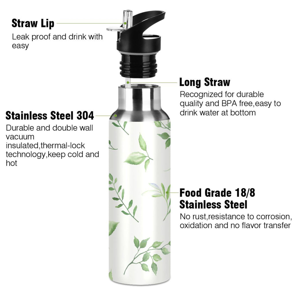 20 OZ Vacuum Insulated Stainless Steel Water Bottle with Straw Lid F86650
