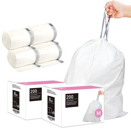 White Drawstring Trash Bags B6664