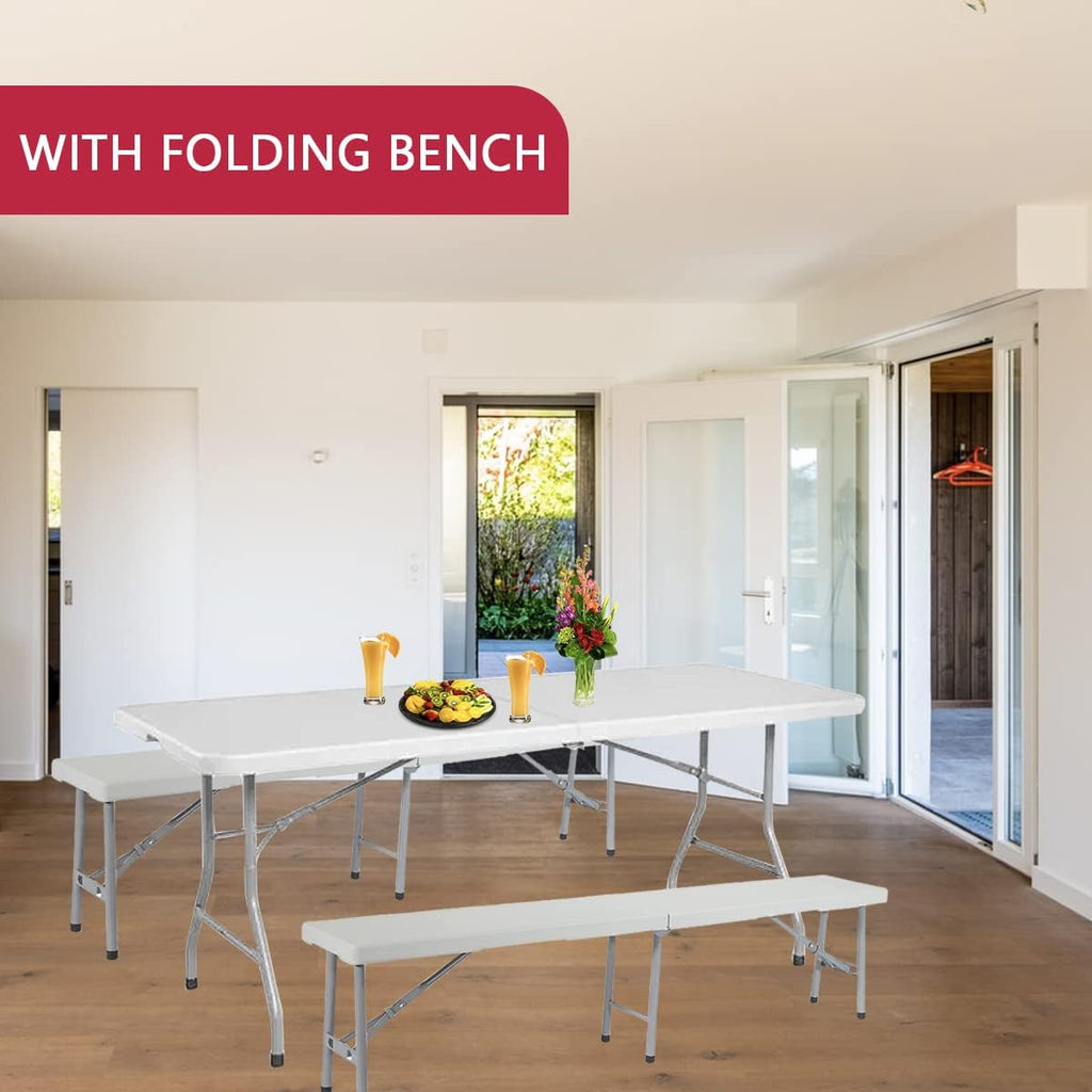 6 ft Plastic Folding Table with Carrying Handle O787