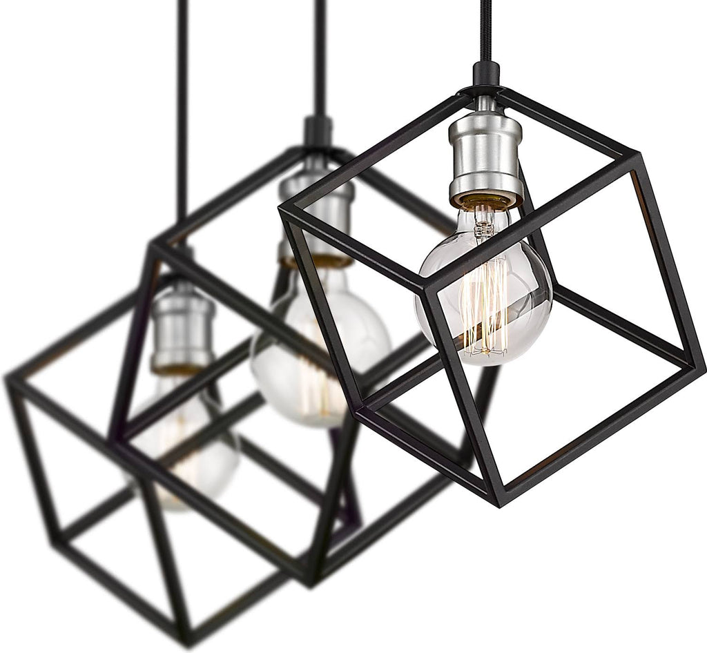 Vertical 3 Light Island in Matte Black + Brushed Nickel J433216