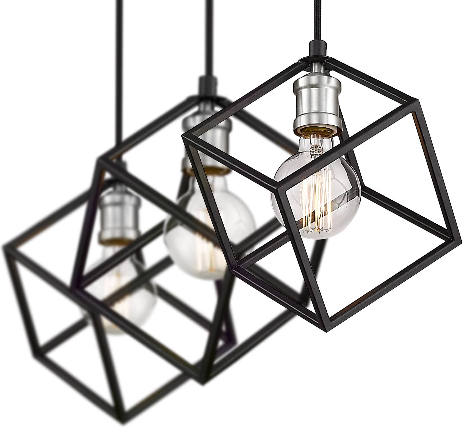 Vertical 3 Light Island in Matte Black + Brushed Nickel J433216