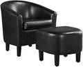 Black PU Leather Barrel Accent Chair with Ottoman F988