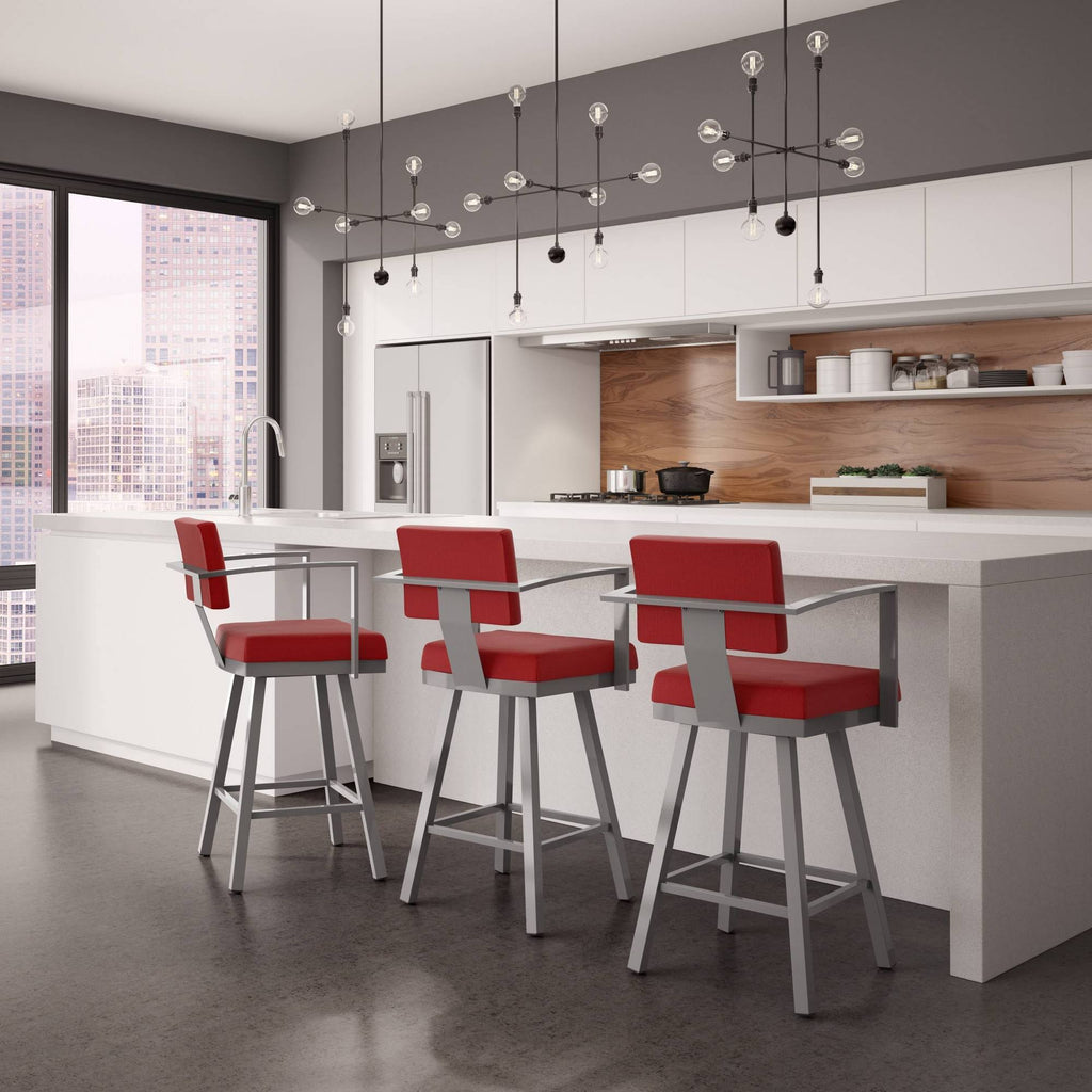 Red Swivel Counter Stool with Arms 26 in. G5151