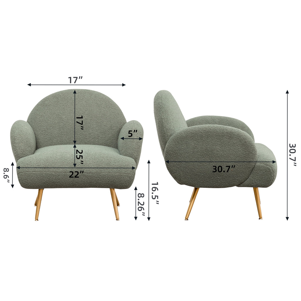 Green Upholstered Accent Chair with Metal Frame U136