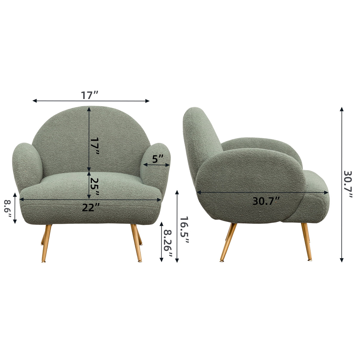 Green Upholstered Accent Chair with Metal Frame U136