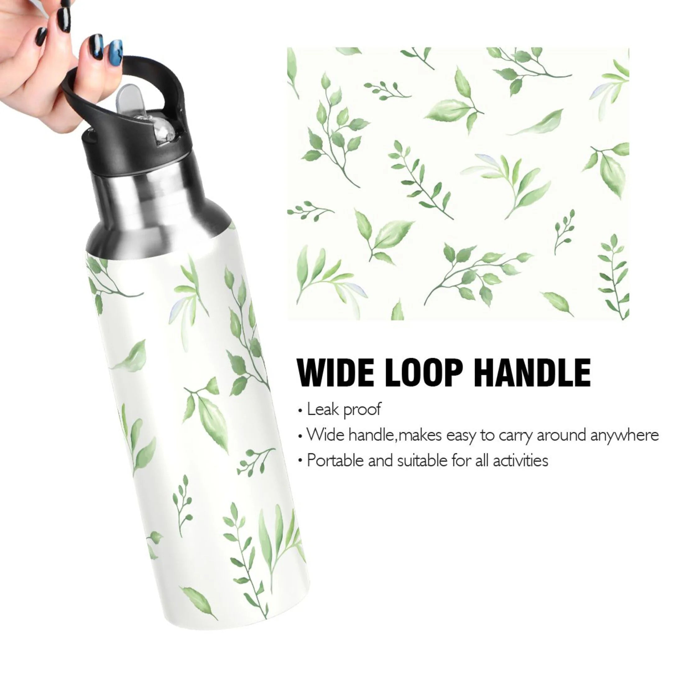 20 OZ Vacuum Insulated Stainless Steel Water Bottle with Straw Lid F86650