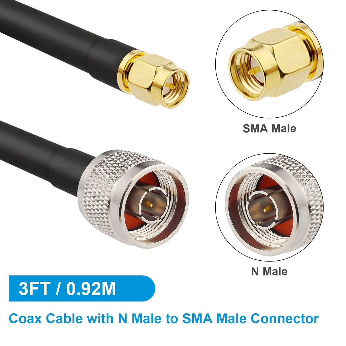 SMA to N Cable 50ft Low Loss 50 Ohm J877217