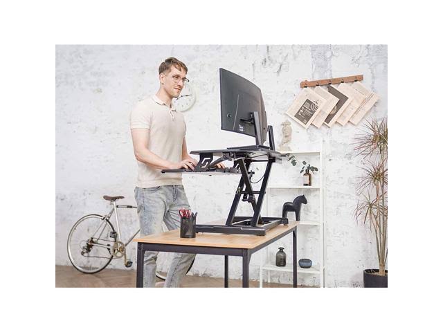 Standing Desk Converter with Height Adjustable Tabletop Workstation Riser F874