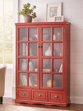 Red Composite Cabinet with Glass Doors F4768