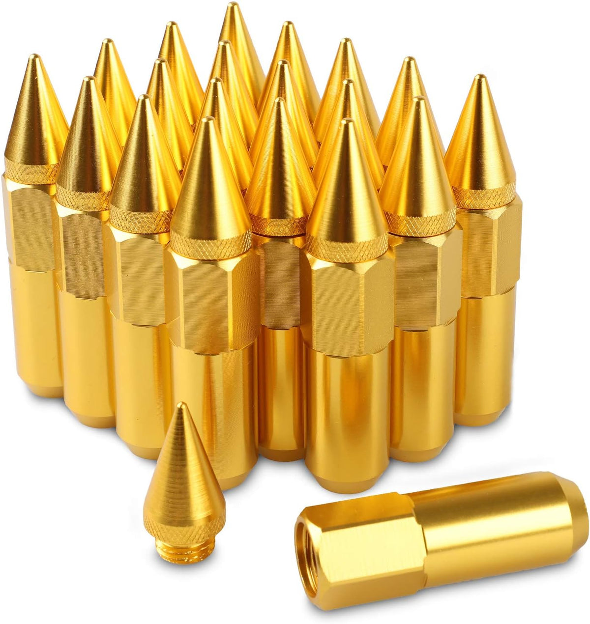 20PCS 60MM Steel Extended Tuner Lug Nuts M12X1.5 Black G809827