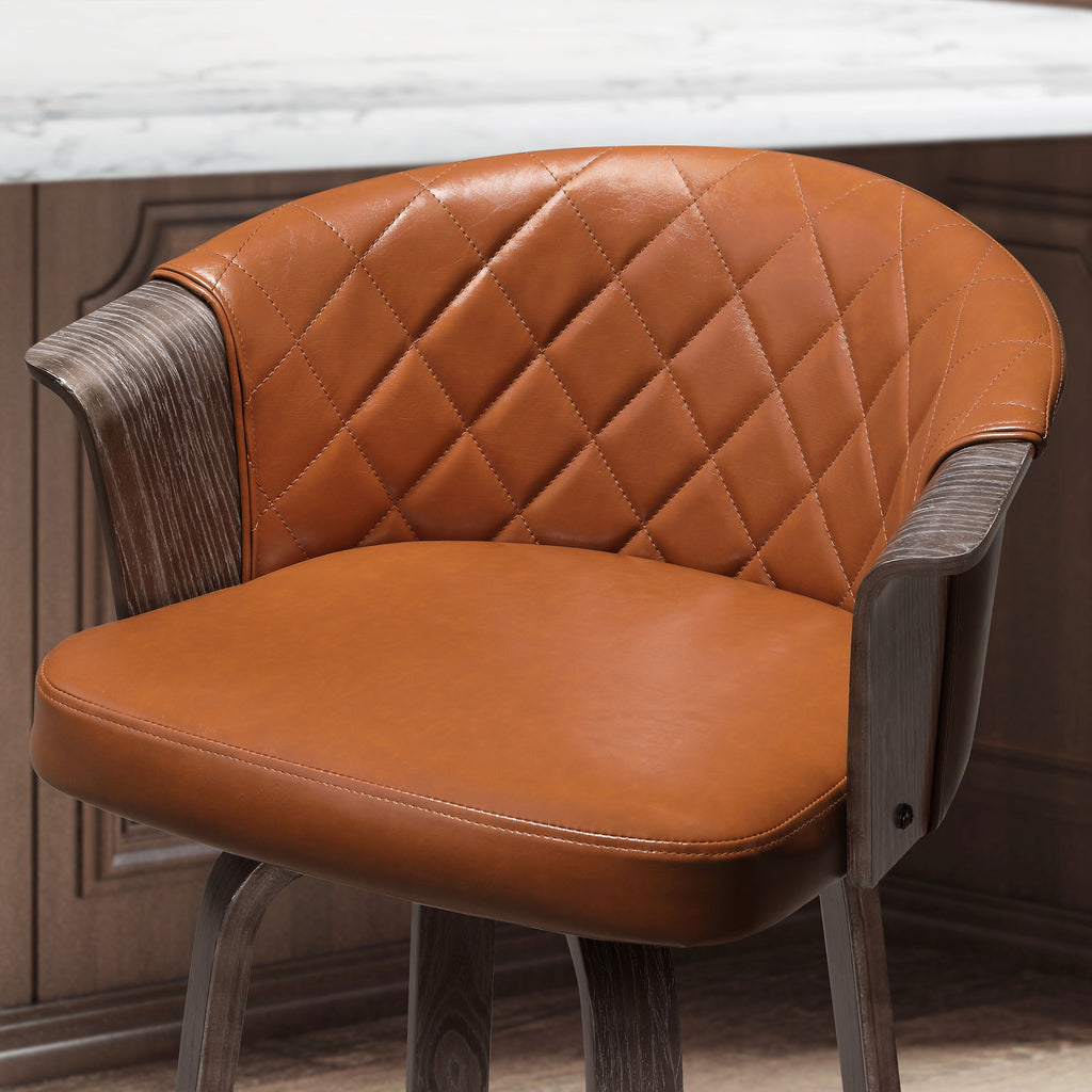 Set of 2 Faux Leather Swivel Bar Stools M906620