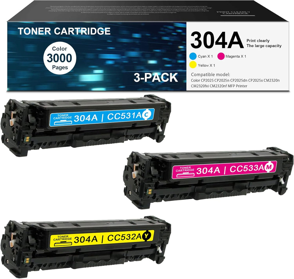 3 Pack Toner Cartridge for HP Color CP2025 CM2320 Printer X4784