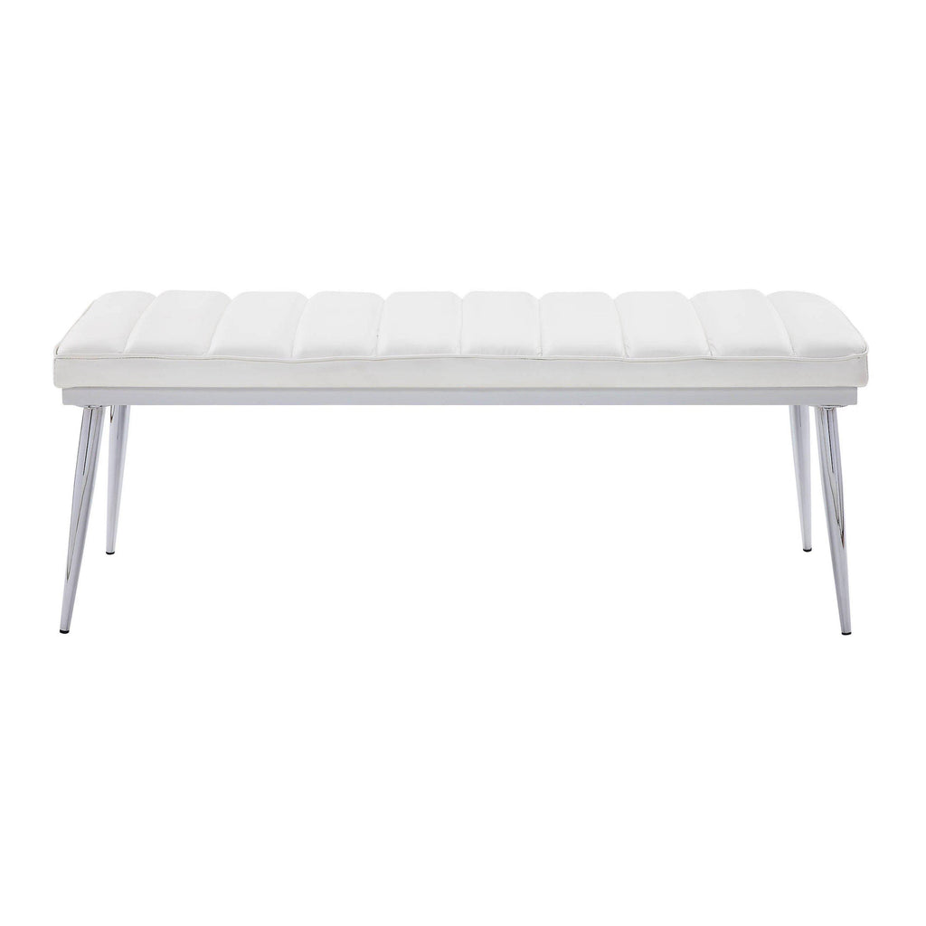 White PU Chrome Bench I688