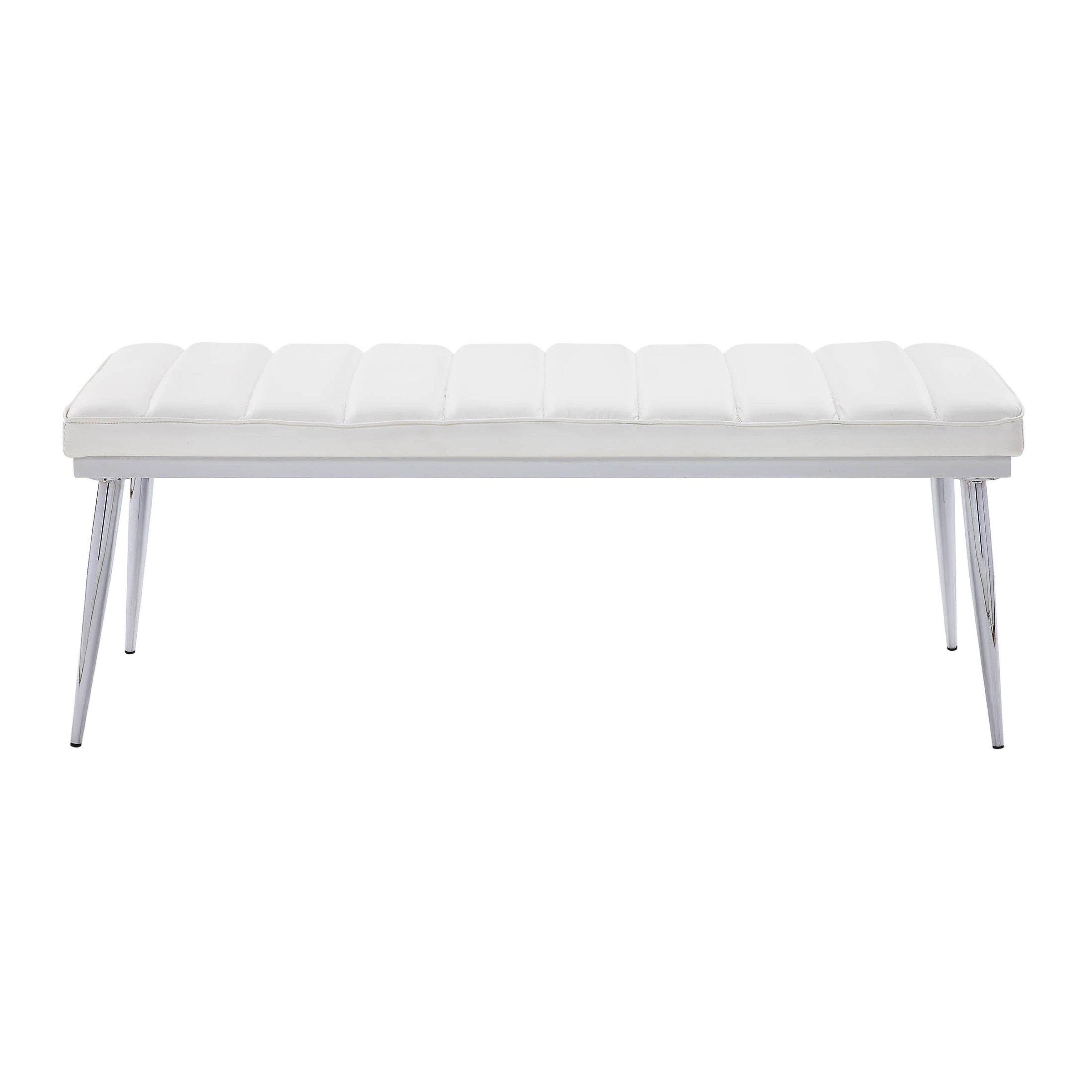 White PU Chrome Bench I688