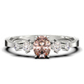 Oval Cut Morganite And Diamond Moissanite Engagement Ring in 925 Sterling Silver With 18k White Gold Plating N997262