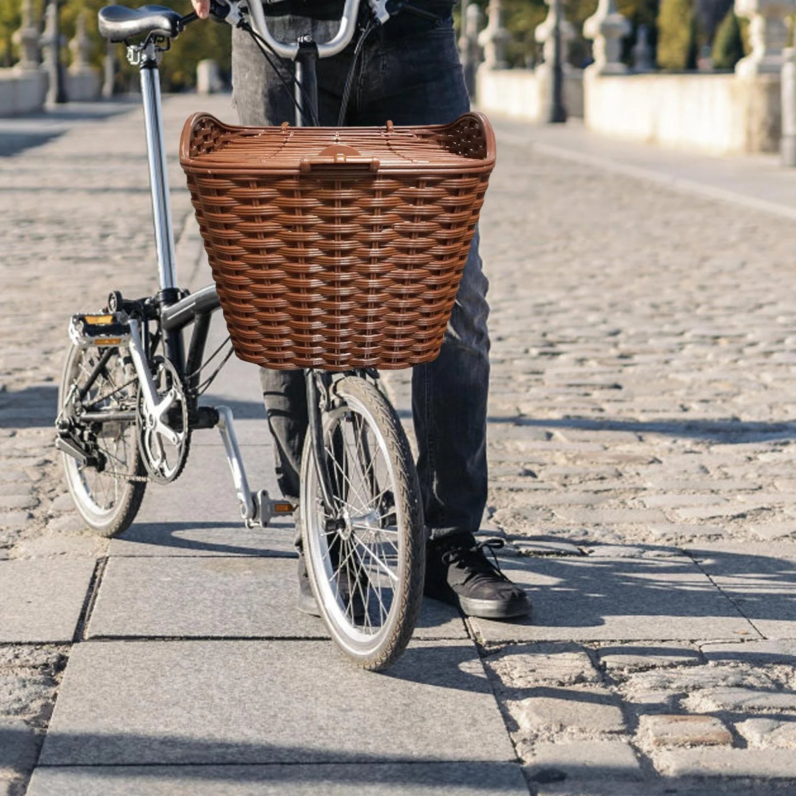 Woven Bike Basket with Lid Y8022