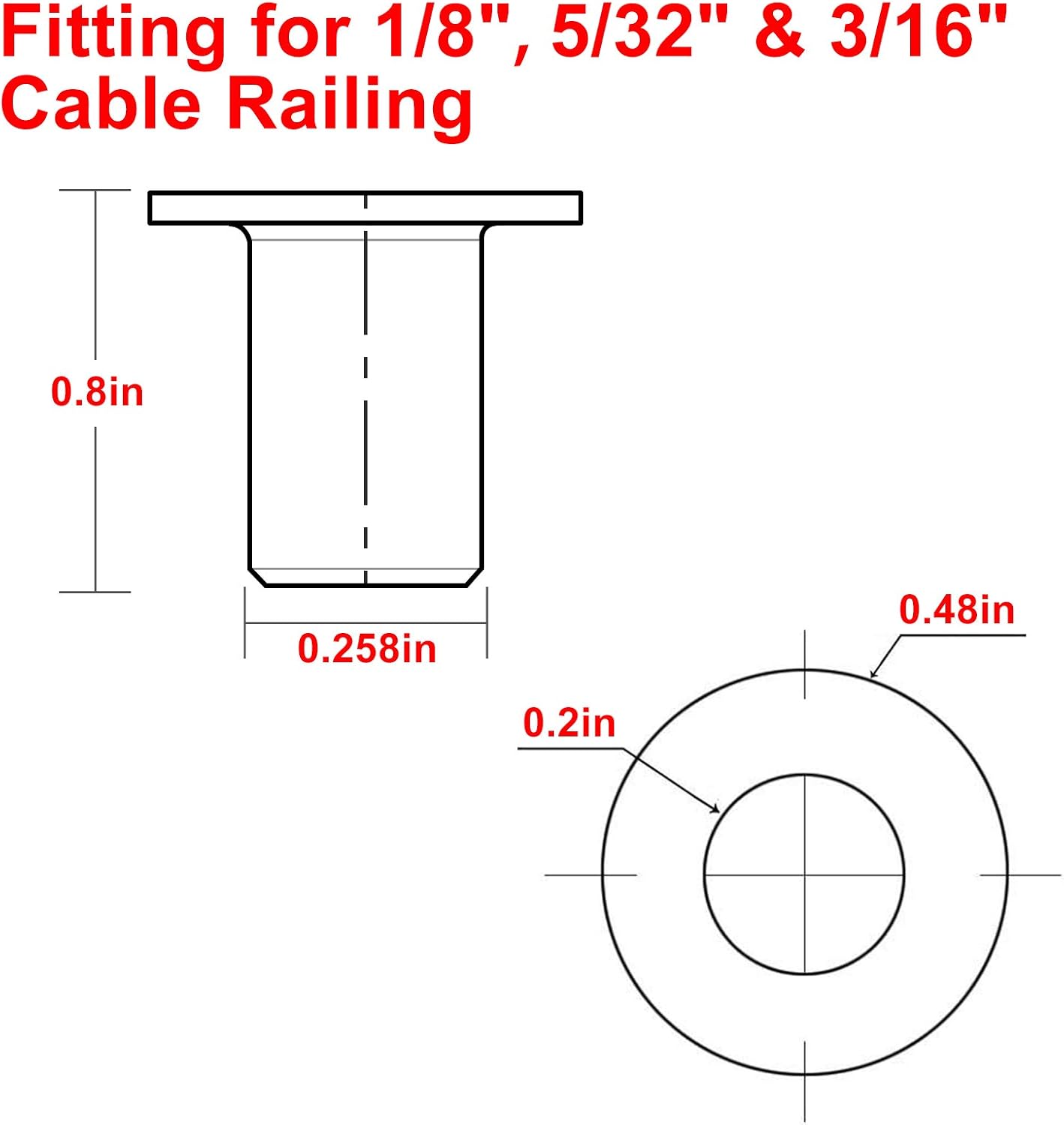 120 Pack Stainless Steel Protector Sleeves for Deck Cable Railing Z1601