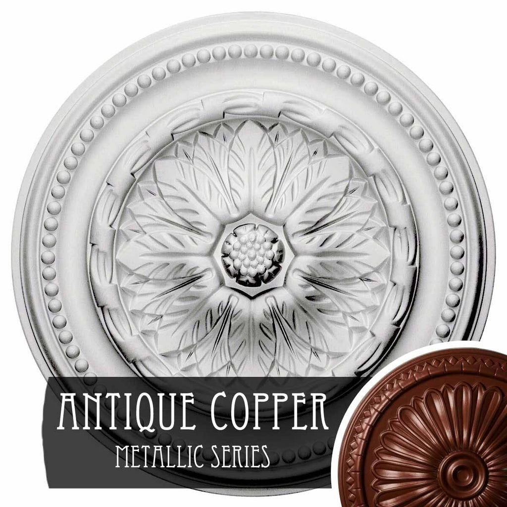 15 3/4 inch x 1 7/8 inch Hand-Painted Antique Copper Ceiling Medallion O792318