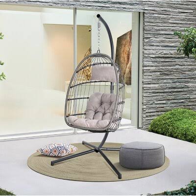 Dark Gray/Tan Porch Swing with Stand P648846