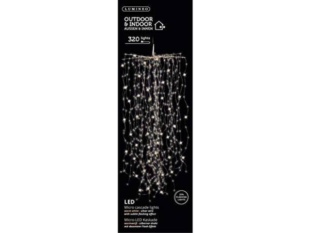 320 Micro LED Warm White Cascade Lights Set Silver Wires S53420