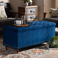 Navy Blue Velvet Button-Tufted Storage Ottoman Bench V6209