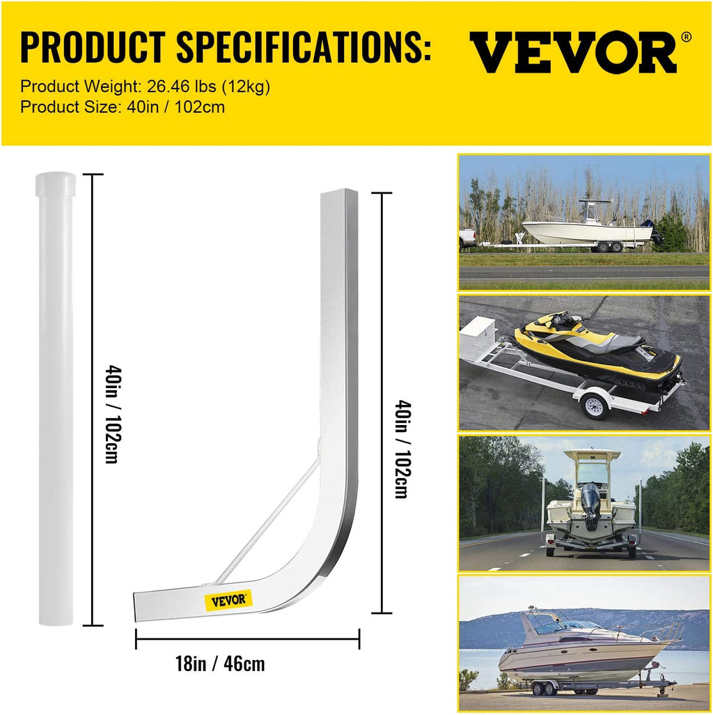 48 in. Steel Boat Trailer Guide-on with White PVC Tube Covers W22074