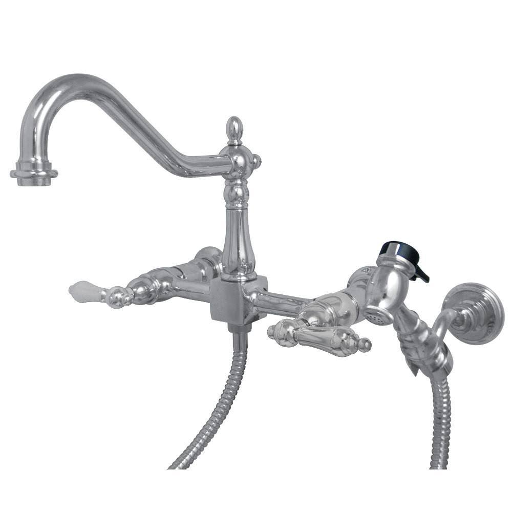 Antique Brass Wall Mount Kitchen Faucet with Brass Sprayer J828