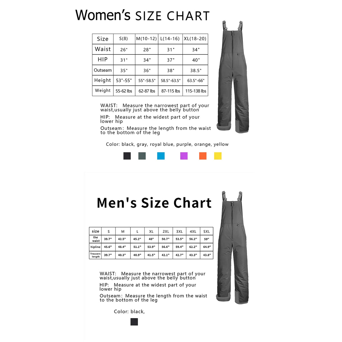 Waterproof Insulated Ski Bibs Overalls with Pockets Q379