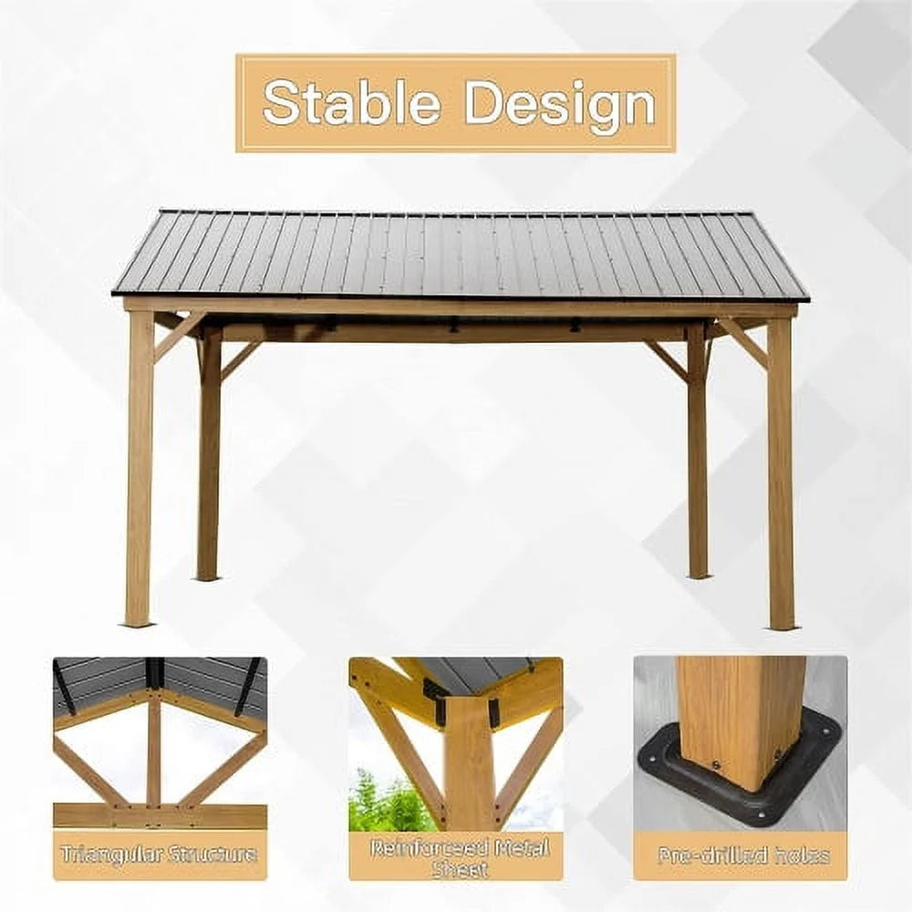 12'x14' Hardtop Aluminum Gazebo with Galvanized Steel Canopy O626