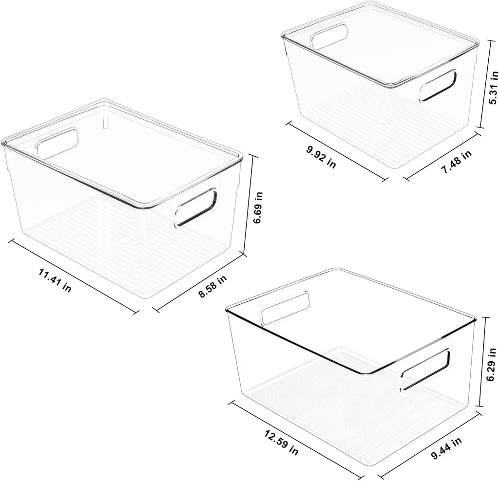 Clear Plastic Fridge Storage Bin with Lids, 9 PCS N655367
