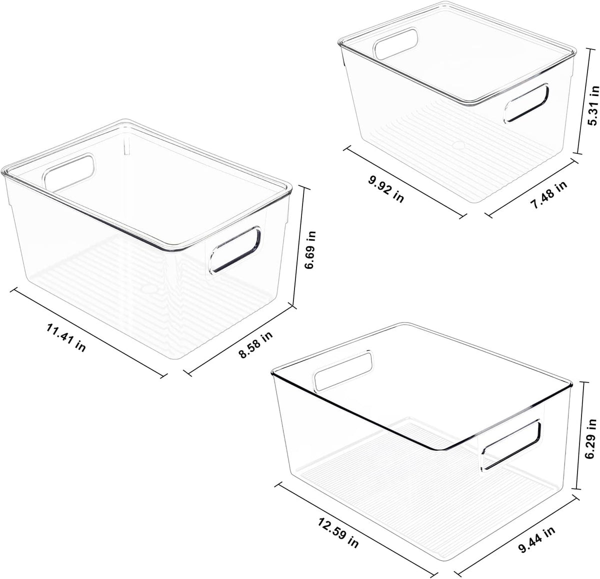 Clear Plastic Fridge Storage Bin with Lids, 9 PCS N655367