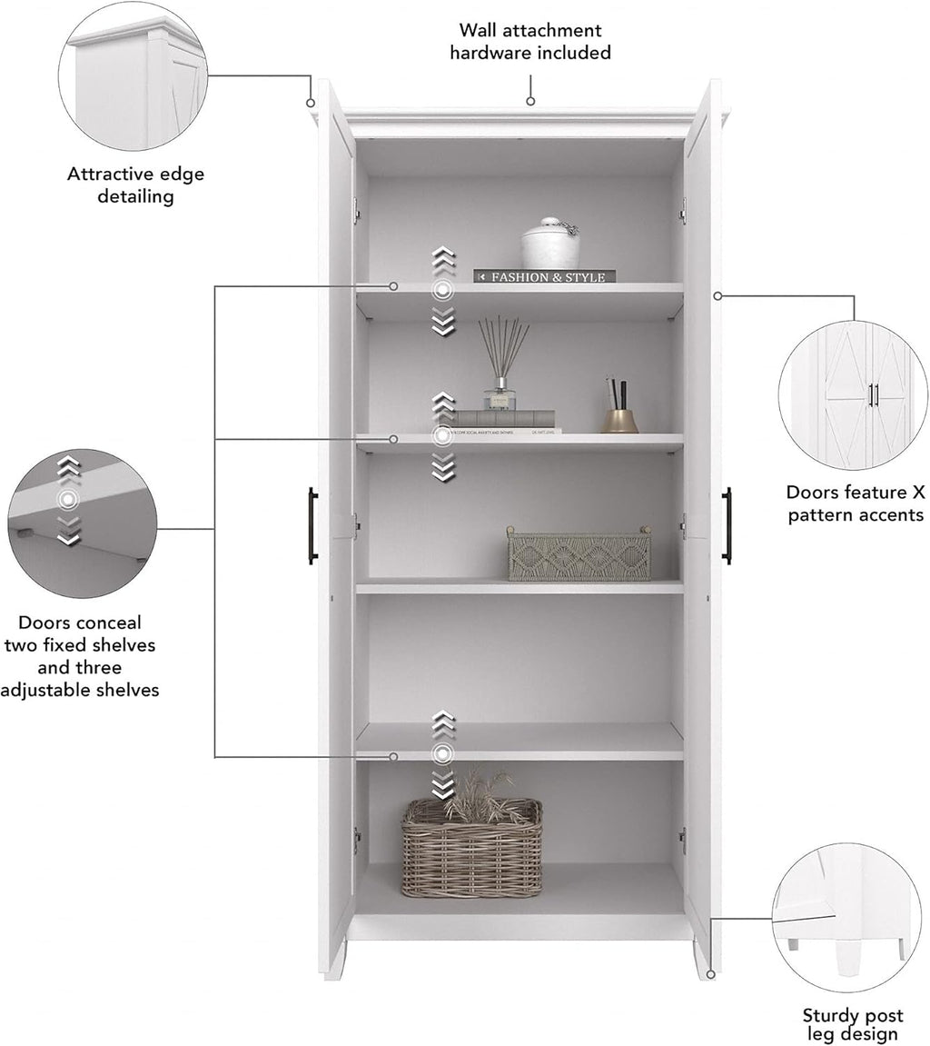 Pure White Oak Bathroom Storage Cabinet with Doors F133