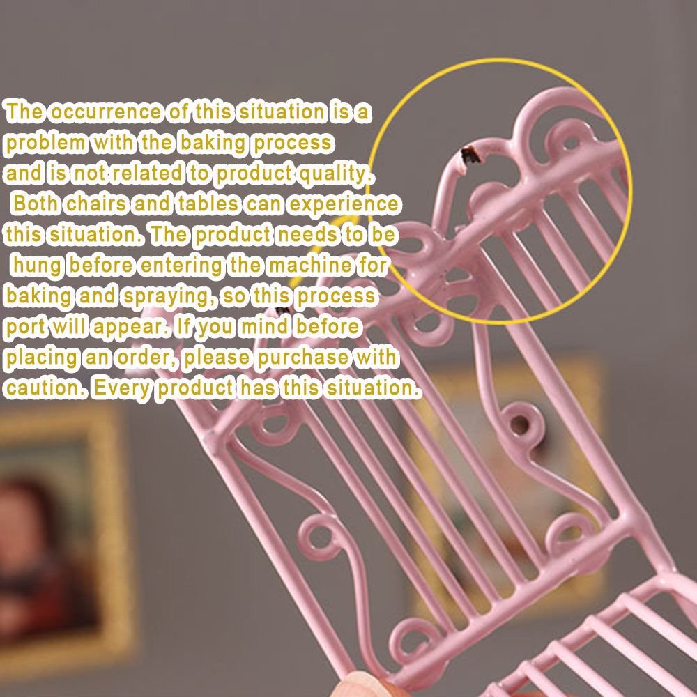 Miniature Metal Pink Table Chair for Dolls House Furniture P423