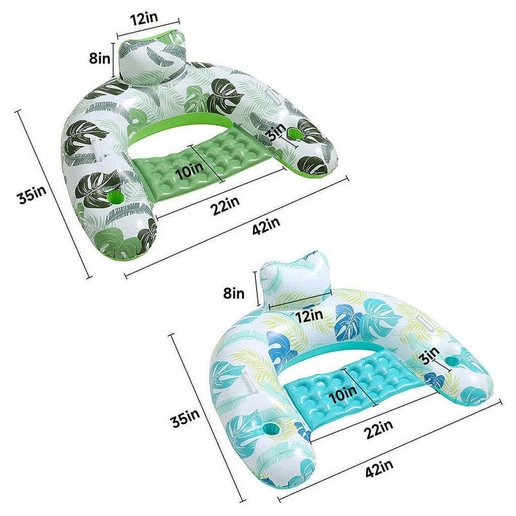 2 Pack Inflatable Pool Float Chair with Pump and Cup Holder L648528